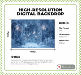 Frozen Christmas Princess Digital Backdrop, Winter Wonderland Photo Background, Castle Gate, Holiday Kids Prop, Photoshop & Canva Template
