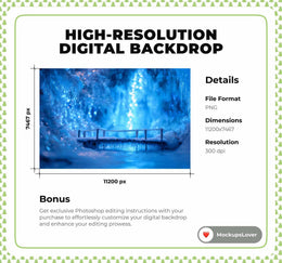 North Pole Bridge Digital Backdrop, Winter Wonderland Background, Christmas Photo, Frozen, Holiday Kids Prop, Photoshop & Canva Template