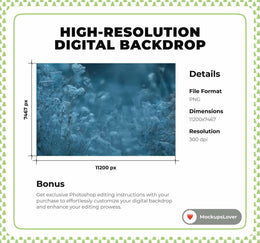 Winter Wonderland Digital Backdrop, Wildflower Field Background, Frozen Princess, Holiday Kids Portrait Prop, Photoshop & Canva Template