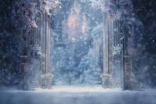 Christmas Princess Digital Backdrop, Ice Castle, Winter Wonderland Photo Background, Holiday Kids Portrait Prop, Photoshop & Canva Template