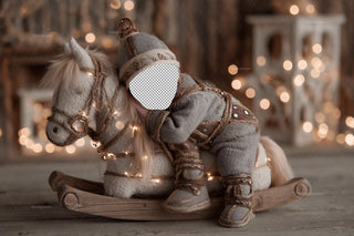 Christmas Nutcracker Newborn Face Swap Overlay, Rocking Horse, Holiday Digital Photo Background, Baby Portrait Prop, Photoshop Template