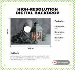 Christmas Newborn Digital Photo Background, Lantern Backdrop, Face Swap Overlay, Holiday Studio Baby Portrait Prop, Photoshop Template