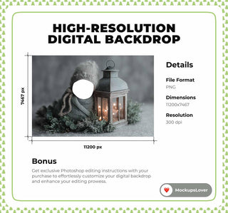 Christmas Newborn Digital Photo Background, Lantern Backdrop, Face Swap Overlay, Holiday Studio Baby Portrait Prop, Photoshop Template