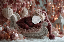 Christmas Newborn Digital Backdrop, Face Swap Overlay, Santa Sleigh, Winter Wonderland Background, Holiday Prop, Photoshop & Canva Template
