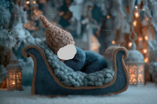 Christmas Newborn Face Swap Overlay, Santa Sleigh Digital Backdrop, Winter Photo Background, Woodland Baby Holiday Prop, Photoshop Template