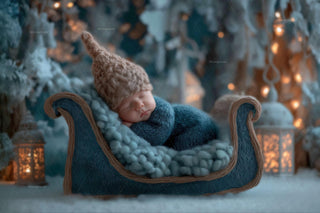 christmas newborn face swap overlay with santa sleigh backdrop, ideal for holiday photo props