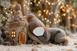 Newborn Christmas Digital Backdrop, Winter Wonderland Background, Woodland Baby Portrait Prop, Face Swap Overlay, Photoshop & Canva Template