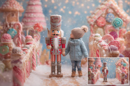 Candyland Christmas Digital Backdrop Bundle, Candy Canes, Winter Wonderland Photo Background, Holiday Kids Prop, Photoshop & Canva Template