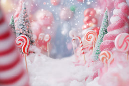 Pink Christmas Digital Backdrop, Candyland Props, Winter Wonderland Background, Holiday Kids Photo Prop, Photoshop & Canva Template