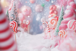 Pink Christmas Digital Backdrop, Candyland Props, Winter Wonderland Background, Holiday Kids Photo Prop, Photoshop & Canva Template