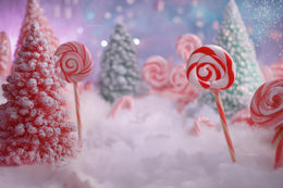 Candy Cane Digital Backdrop, Pink Christmas Candyland Photo Background, Holiday Kids Prop, Winter Wonderland, Photoshop & Canva Template