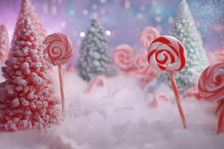 Candy Cane Digital Backdrop, Pink Christmas Candyland Photo Background, Holiday Kids Prop, Winter Wonderland, Photoshop & Canva Template