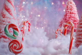 Candy Cane Christmas Digital Backdrop, Candyland Props, Pink Studio Photo Background, Holiday Kids Prop, Photoshop & Canva Template