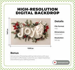 Cozy Christmas Newborn Digital Backdrop, Creamy Studio Photo Background, Holiday Baby Prop, Photoshop & Canva Template, Photo Editing