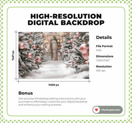 Pink Christmas Digital Backdrop, Winter Wonderland Photo Background, Holiday Kids Prop, Photoshop & Canva Template, Photo Editing