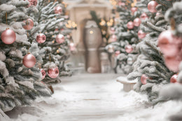 Pink Christmas Digital Backdrop, Winter Wonderland Photo Background, Holiday Kids Prop, Photoshop & Canva Template, Photo Editing