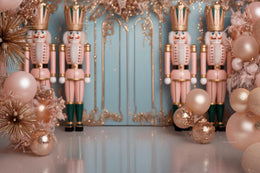 Christmas Nutcracker Palace Digital Backdrop, Winter Wonderland Photo Background, Pink Princess, Holiday Kids Portrait Prop, Canva Template