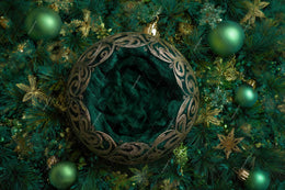 Green Christmas Ball Newborn Digital Backdrop, Studio Photo Background, Holiday Baby Prop, Photoshop & Canva Template, Photo Editing