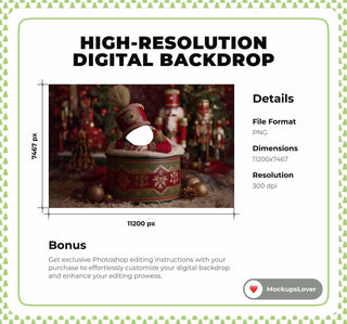Newborn Christmas Digital Backdrop, Custom Nutcracker, Face Swap Overlay, Red Studio Photo Background, Holiday Baby Prop, Photoshop Template