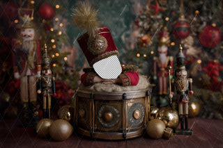 Christmas Nutcracker Newborn Digital Backdrop, Face Swap Overlay, Studio Photo Background, Holiday Baby Prop, Photoshop & Canva Template