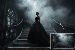 Gothic Halloween Staircases Digital Backdrops: Horror Photo Overlays (269 JPG)