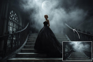 Gothic Halloween Staircases Digital Backdrops: Horror Photo Overlays (269 JPG)