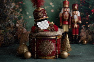 Nutcracker Newborn Face Swap Overlay, Green Christmas Studio Digital Backdrop, Holiday Photo Background, Baby Prop, Photoshop Template