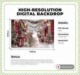 Christmas Village Newborn Digital Backdrop, Face Swap Overlay, Winter Wonderland Photo Background, Holiday Baby Prop, Photoshop Template