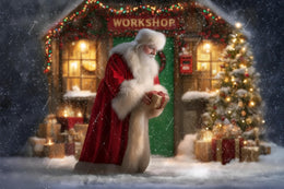 Santa Claus Digital Backdrop, Christmas Photo Background, Holiday Kids Prop, Winter Wonderland, Photoshop & Canva Template, Photo Editing
