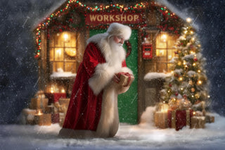 Santa Claus Digital Backdrop, Christmas Photo Background, Holiday Kids Prop, Winter Wonderland, Photoshop & Canva Template, Photo Editing
