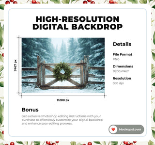 200 Nordic Christmas Digital Backdrops, Mega Bundle, Winter Wonderland Photo Background, Holiday Kids Prop, Photoshop & Canva Template