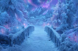 North Pole Digital Backdrop, Northern Lights Photo Background, Holiday Christmas Kids Prop, Winter Wonderland, Photoshop & Canva Template