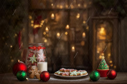 Christmas Kitchen Digital Backdrop, Bakery Photo Background, Gingerbread Cookies and Milk, Holiday Kids Prop, Photoshop & Canva Template