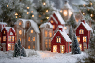 Nordic Christmas Digital Backdrop, Christmas Village Photo Background, Winter Wonderland Kids Prop, Photoshop/Canva Template, Photo Editing