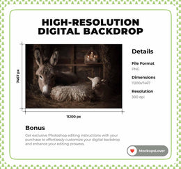 Christmas Nativity Baby Digital Backdrop, Wooden Barn Photo Background, Farm Newborn Prop, Photoshop & Canva Template, Photo Editing