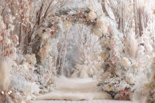 Christmas Arch Digital Backdrop, Woodland Baby Studio Photo Background, Holiday Kids Prop, Winter Wonderland, Photoshop & Canva Template