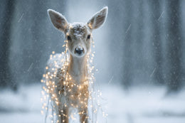 Christmas Animals Digital Backdrop, Reindeer Photo Background, Fantasy Forest, Holiday Kids Prop, Photoshop & Canva Template, Photo Editing