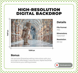 Giant Christmas Nutcracker Digital Backdrop, Winter Wonderland Photo Background, Holiday Kids Prop, Photoshop/Canva Template, Photo Editing