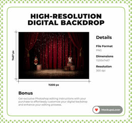 Christmas Nutcracker Ballet Digital Backdrop, Holiday Photo Background, Winter Wonderland Kids Prop, Photoshop & Canva Template