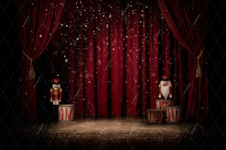 Christmas Nutcracker Ballet Digital Backdrop, Holiday Photo Background, Winter Wonderland Kids Prop, Photoshop & Canva Template
