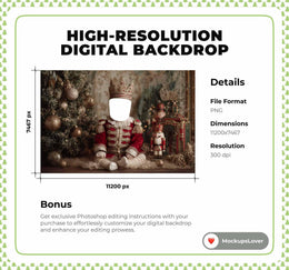 First Christmas Baby Digital Backdrop, Nutcracker Face Swap Overlay, Studio Photo Background, Holiday Newborn Prop, Winter Wonderland