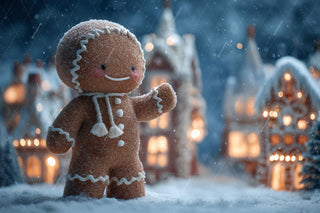 Giant Gingerbread Digital Backdrop, Christmas Village Photo Background, Holiday Kids Candyland Prop, Winter Wonderland, Photoshop Template