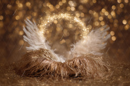 Christmas Angel Baby Digital Backdrop, Nativity Photo Background, Angel Wings, Studio Newborn Portrait Prop, Photoshop & Canva Template