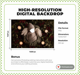 Christmas Baby Angel Face Swap Overlay, Studio Digital Backdrop, Winter Wonderland Photo Background, Newborn Portrait Prop, Canva Template