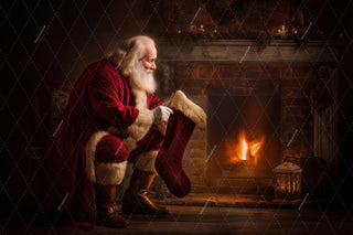 Cozy Christmas Digital Backdrop, Santa Claus Photo Background, Fireplace, Holiday Kids Prop, Photoshop & Canva Template, Photo Editing