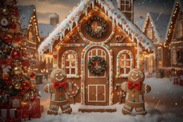 Gingerbread House Digital Backdrop, Christmas Photo Background, Holiday Kids Prop, Winter Wonderland, Christmas Cookies, Photoshop Template