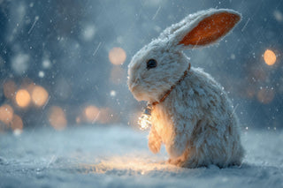 Christmas Animals Digital Backdrop, Winter Wonderland Photo Background, Bunny, Holiday Kids Prop, Photoshop & Canva Template, Photo Editing