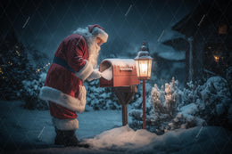 Christmas Mailbox Digital Backdrop, Santa Claus Photo Background, Holiday Kids Prop, Winter Wonderland, Letter From Santa, Canva Template