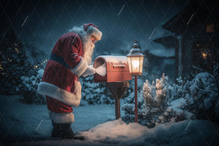 Christmas Mailbox Digital Backdrop, Santa Claus Photo Background, Holiday Kids Prop, Winter Wonderland, Letter From Santa, Canva Template