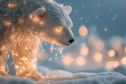 Polar Bear Digital Backdrop, North Pole Christmas Photo Background, Holiday Kids Prop, Winter Wonderland, Photoshop & Canva Template